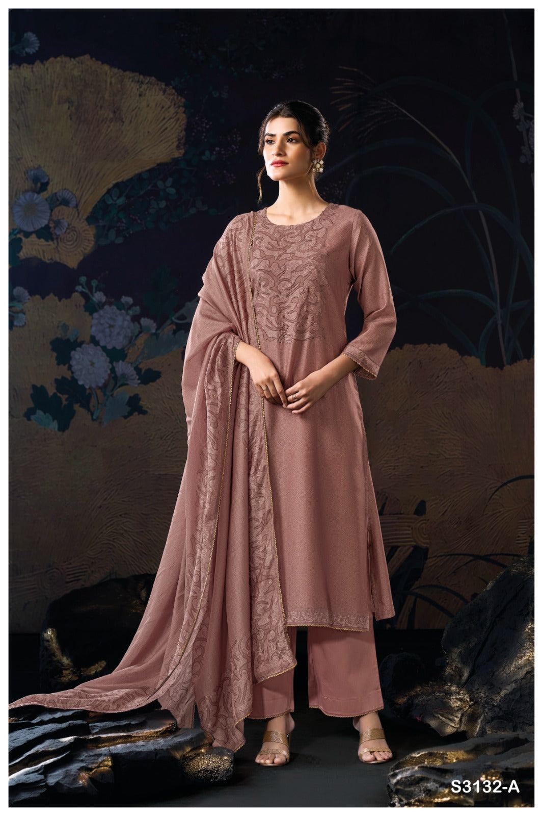 Ganga CALYN S3132 | Premium Pure Bemberg Silk Suit – Ganga Suits Ashok Lal & Sons