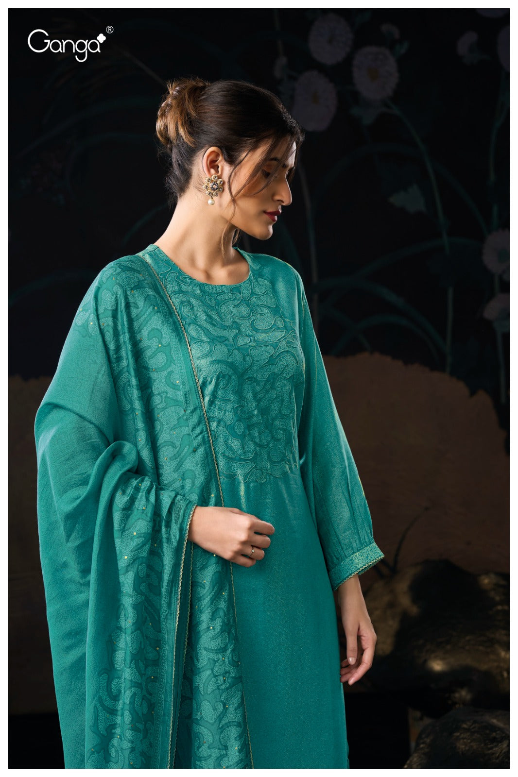Ganga CALYN S3132 | Premium Pure Bemberg Silk Suit – Ganga Suits Ashok Lal & Sons