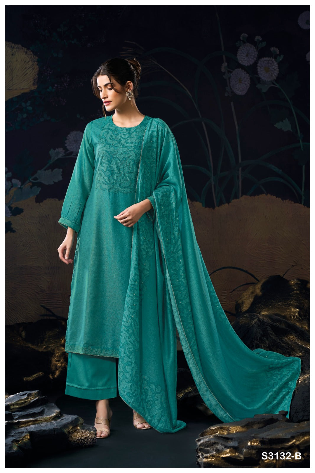 Ganga CALYN S3132 | Premium Pure Bemberg Silk Suit – Ganga Suits Ashok Lal & Sons