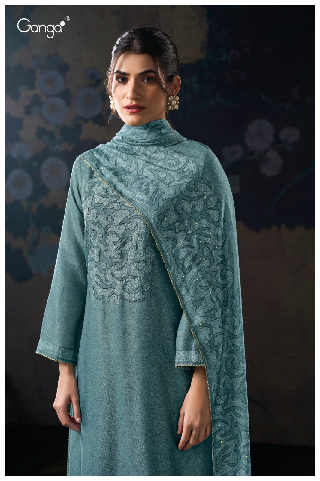 Ganga CALYN S3132 | Premium Pure Bemberg Silk Suit – Ganga Suits Ashok Lal & Sons