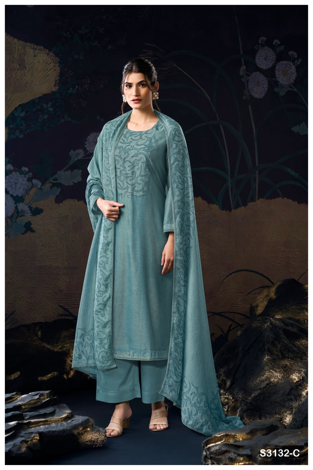 Ganga CALYN S3132 | Premium Pure Bemberg Silk Suit – Ganga Suits Ashok Lal & Sons