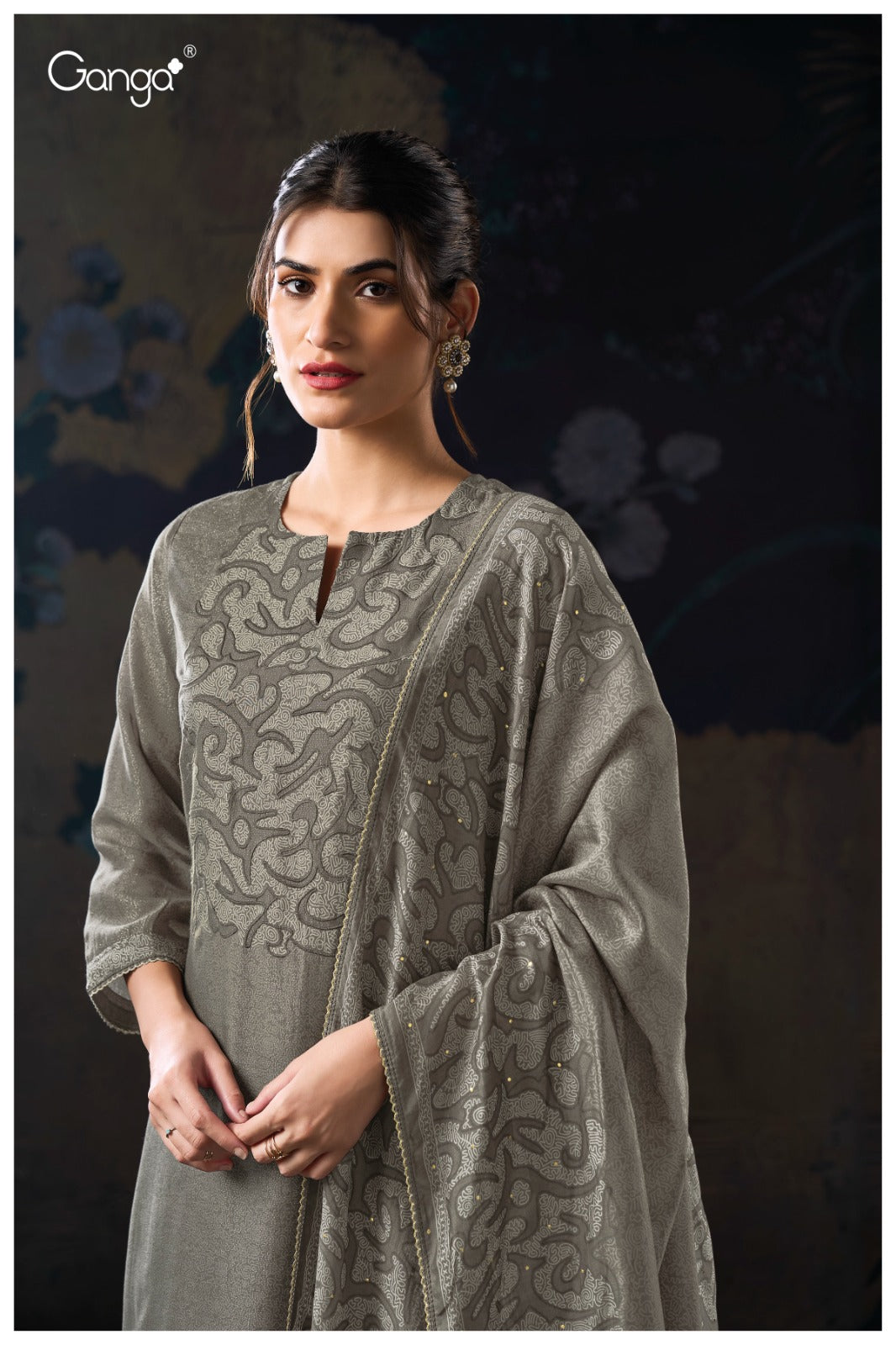 Ganga CALYN S3132 | Premium Pure Bemberg Silk Suit – Ganga Suits Ashok Lal & Sons