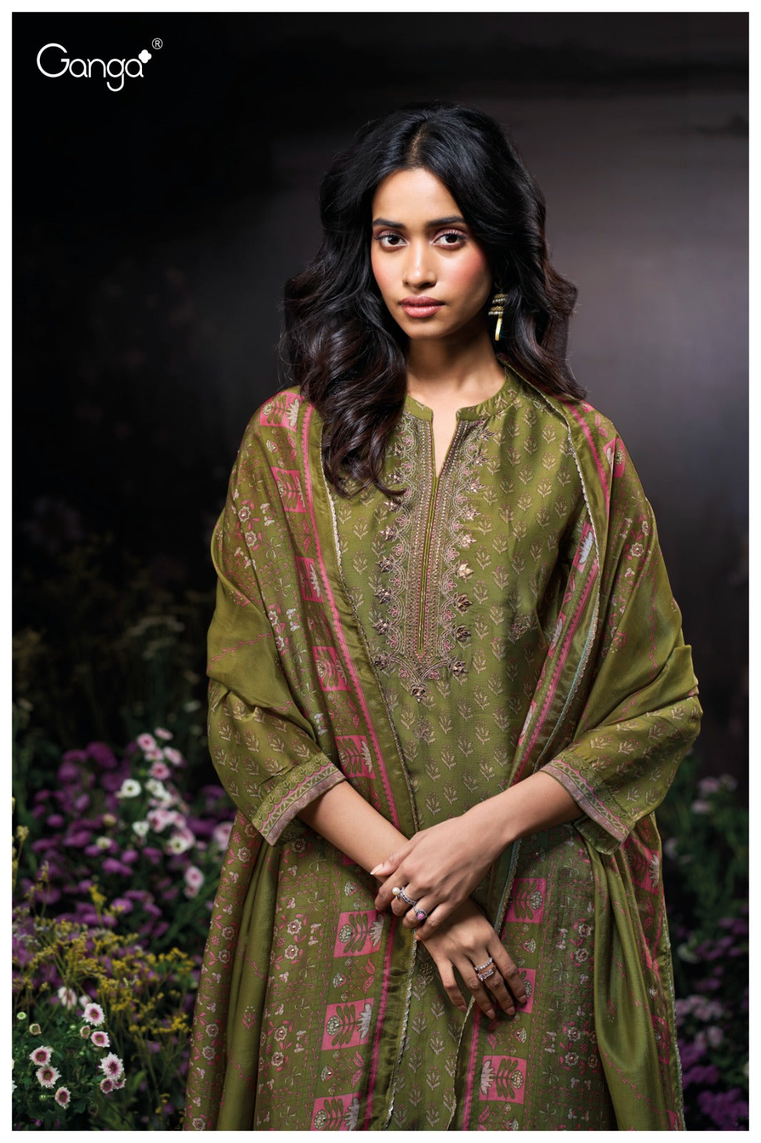 Ganga GRISHA S3916 | Premium Pure Bemberg Silk Suit – Ganga Suits Ashok Lal & Sons