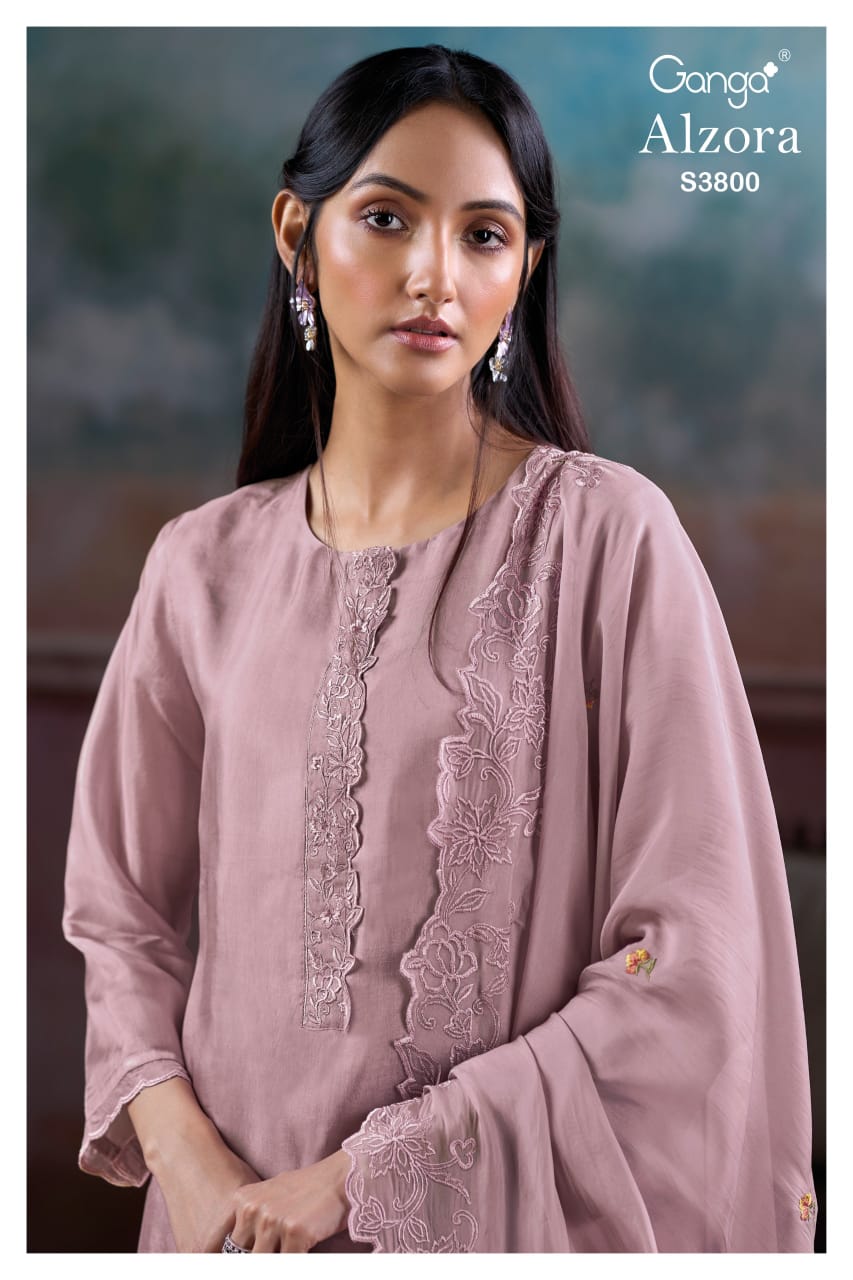 Ganga ALZORA S3800 | Premium Pure Bemberg Habutai Silk Suit – Ganga Suits Ashok Lal & Sons