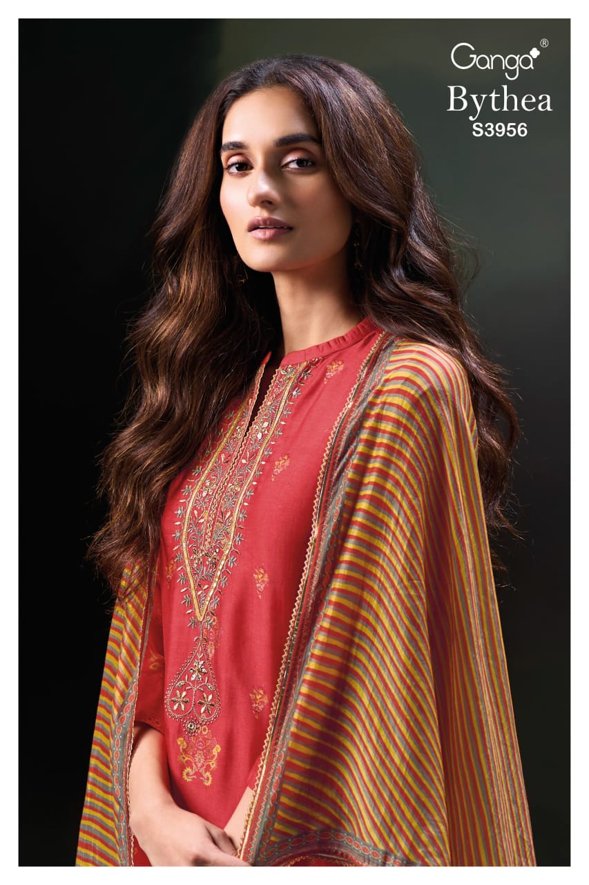 GANGA BYTHEA S3956 | Premium Pure Bemberg Russian Silk Suit – Ganga Suits Ashok Lal & Sons