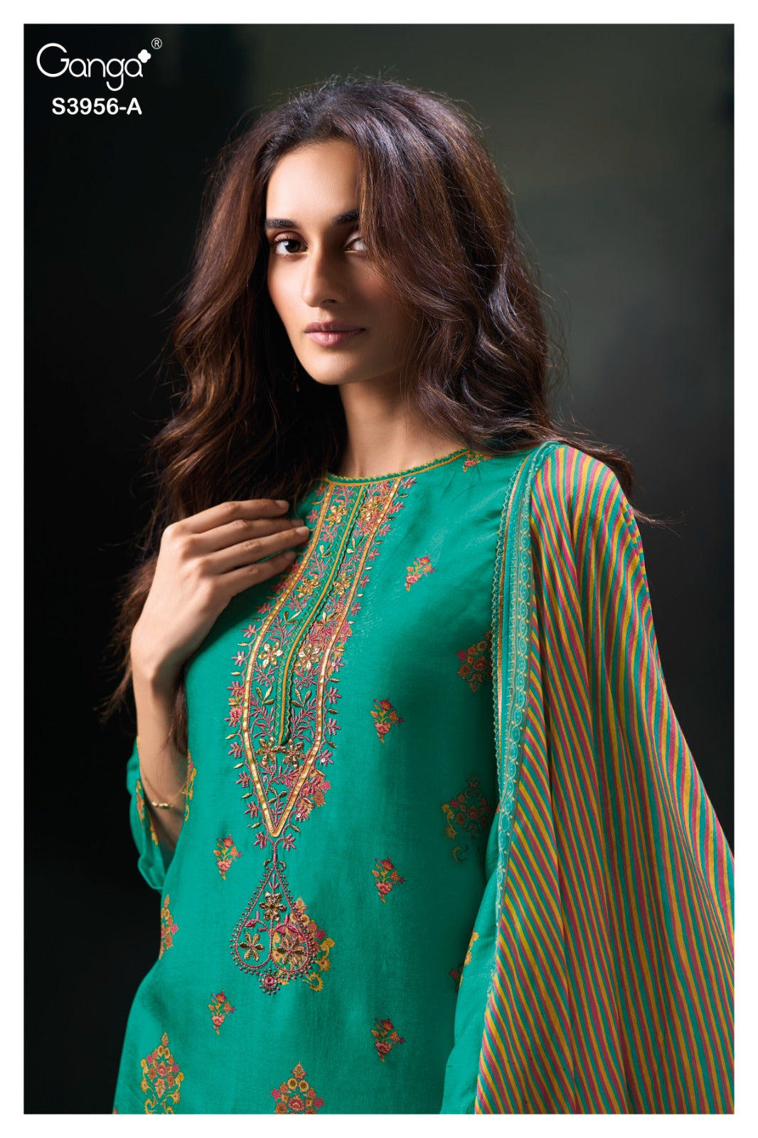 GANGA BYTHEA S3956 | Premium Pure Bemberg Russian Silk Suit – Ganga Suits Ashok Lal & Sons
