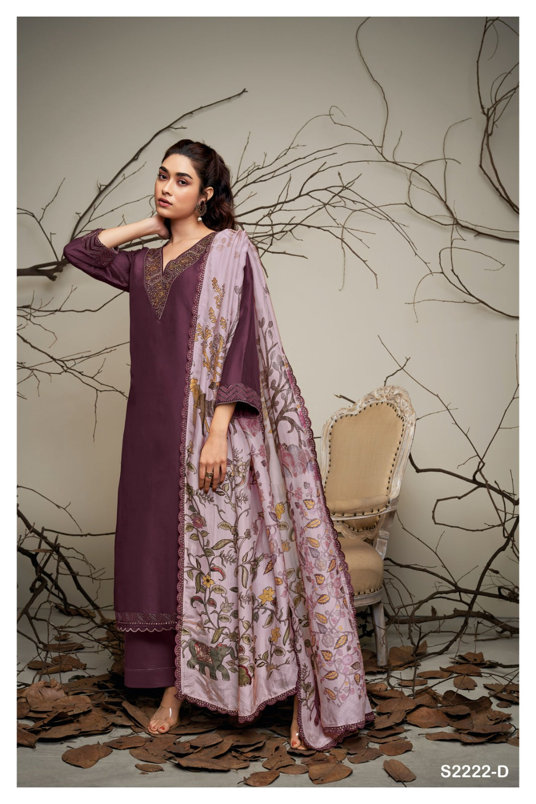 GANGA FLORA S2222 Premium Bemberg Organza Silk Suit Premium Collection