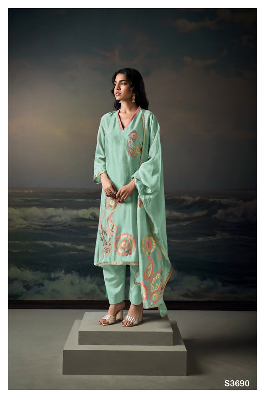 GANGA VEDS S3690 Premium Pure Viscose Woven Silk Suit Collection
