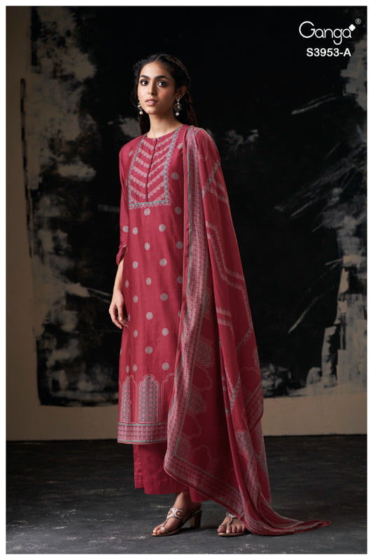 GANGA KRIVA S3953 Premium Pure Bemberg Russian Silk Suit Collection