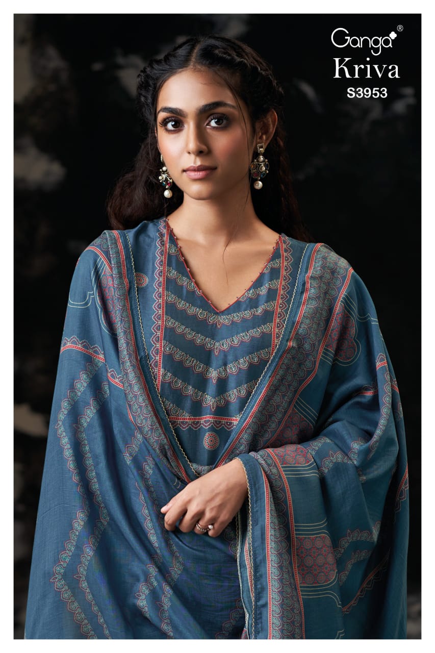 GANGA KRIVA S3953 Premium Pure Bemberg Russian Silk Suit Collection