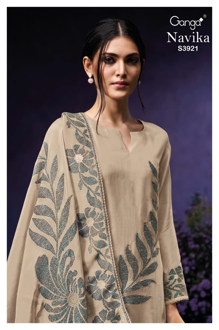 Ganga Navika S3921 premium pure Bemberg silk jacquard suit