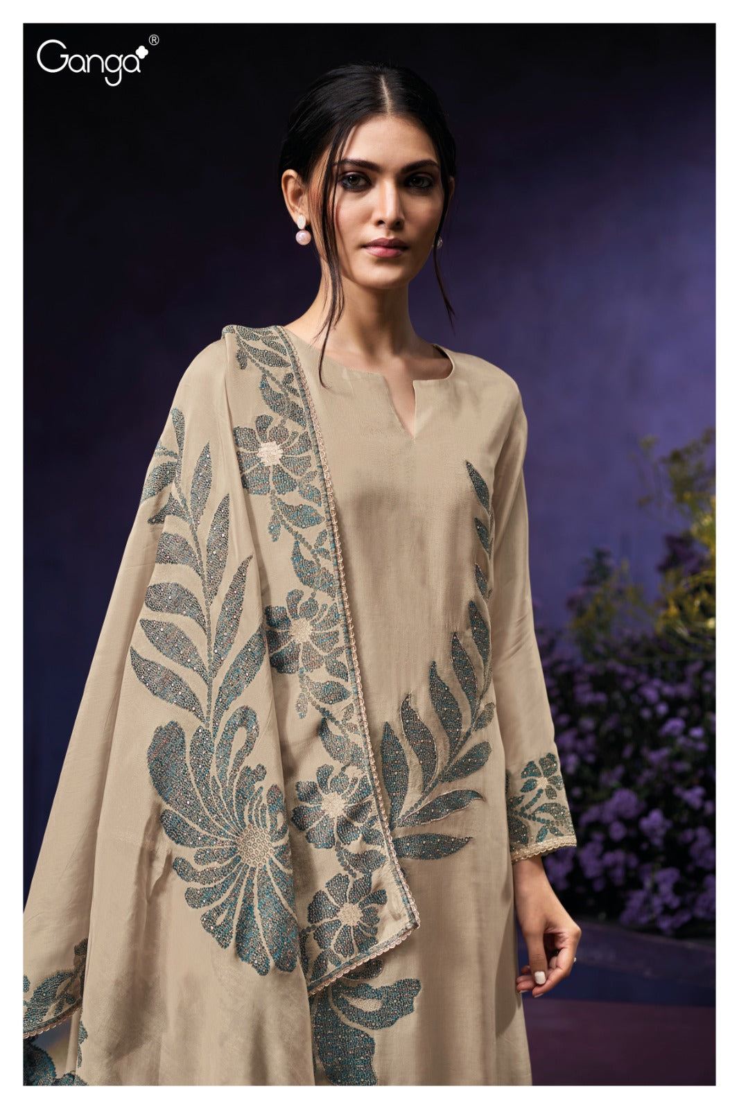 Ganga Navika S3921 premium pure Bemberg silk jacquard suit