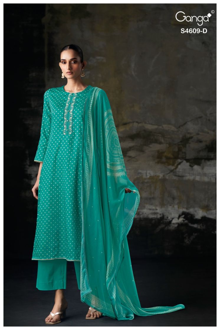 BUY GANGA SUITS GANGA NELIYA S4609 FRONT VIEW