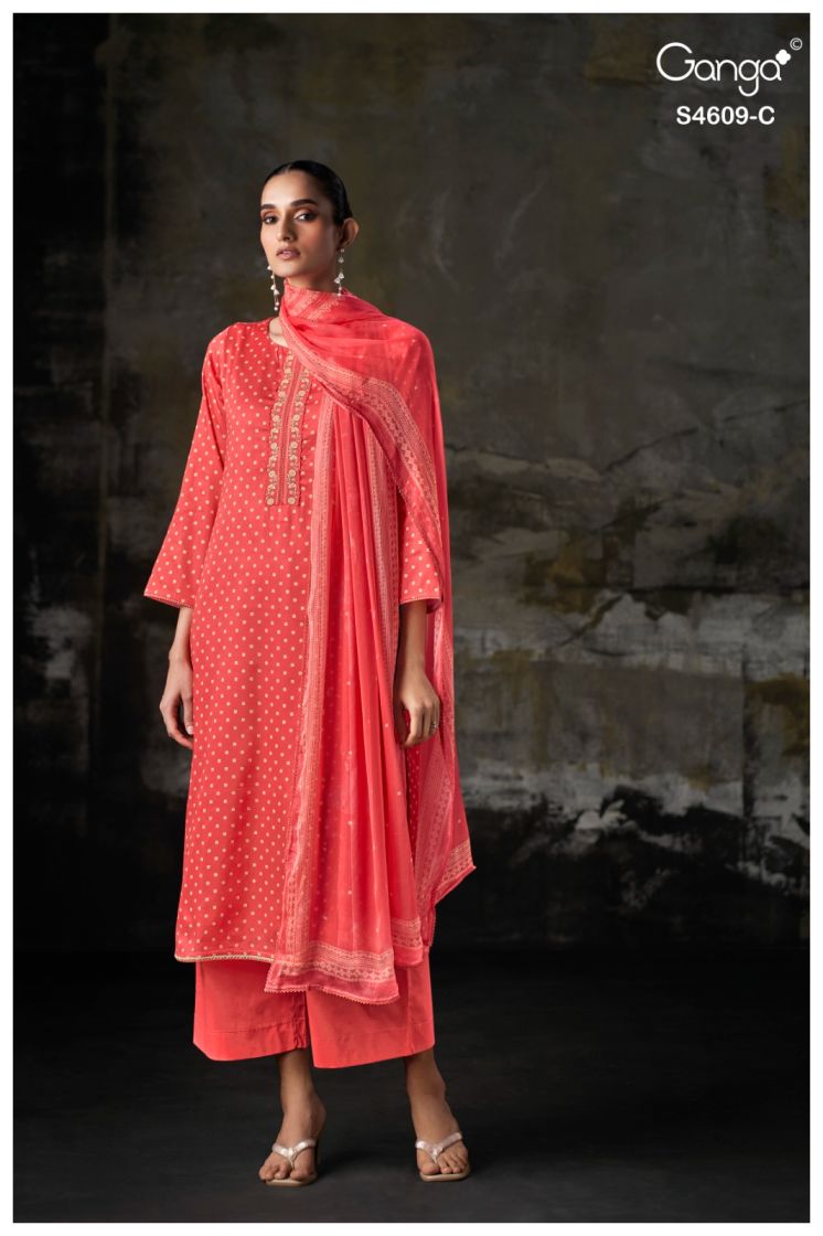 BUY GANGA SUITS GANGA NELIYA S4609 DUPATTA DESIGN