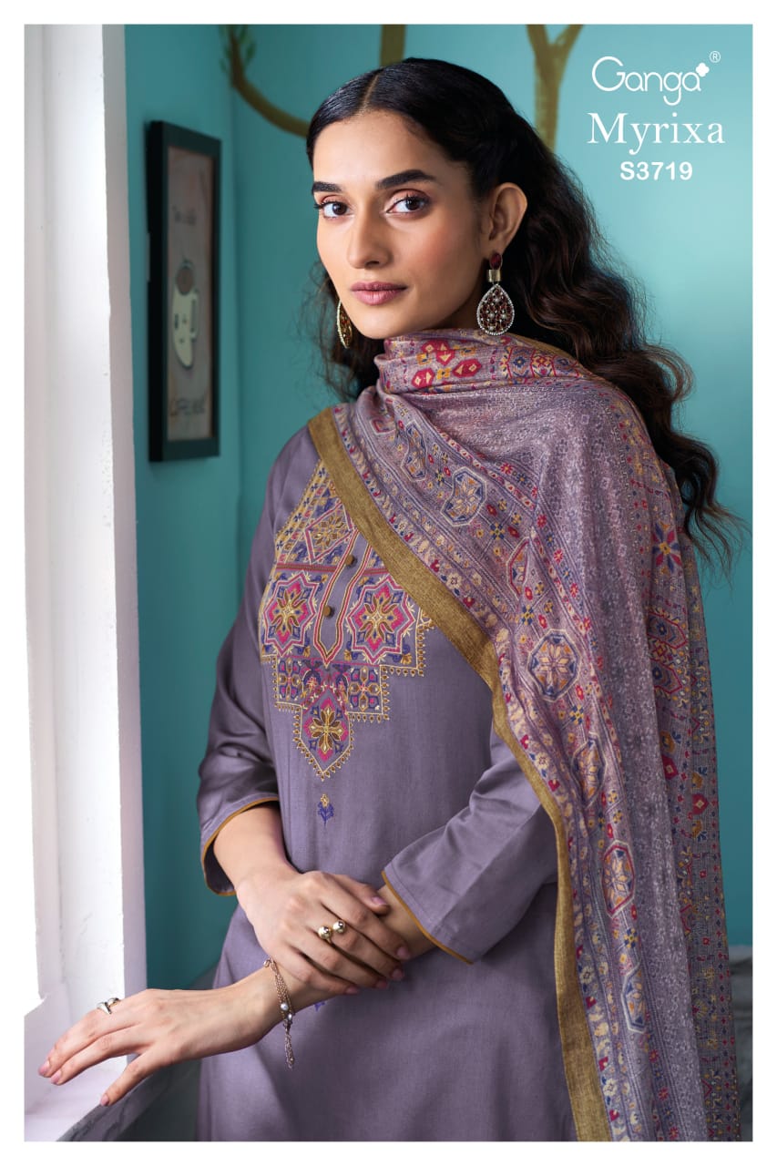 GANGA FASHIONS MYRIXA S3719 | PREMIUM COTTON SATIN - ASHOK LAL & SONS