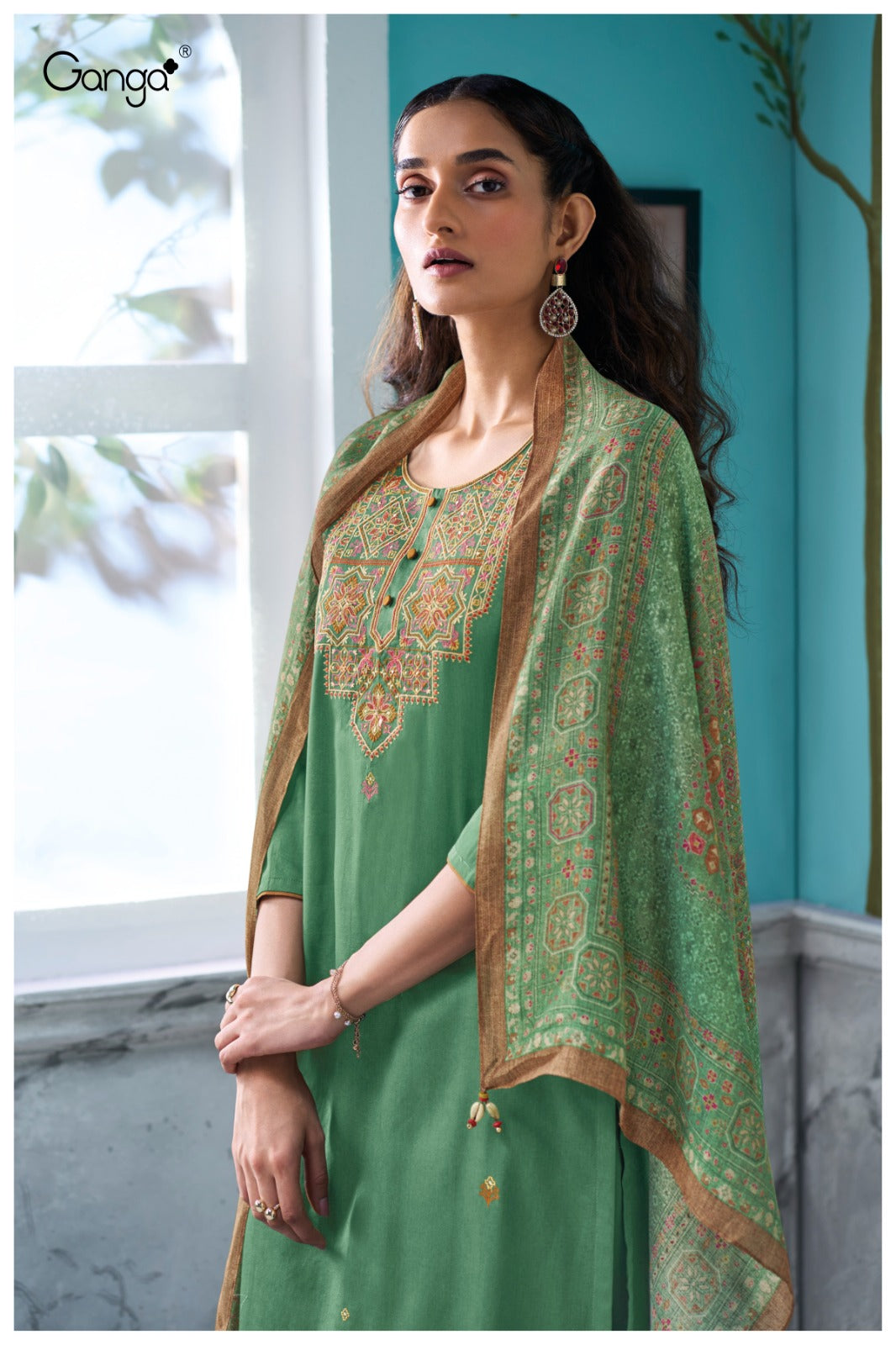 GANGA FASHIONS MYRIXA S3719 | PREMIUM COTTON SATIN - ASHOK LAL & SONS