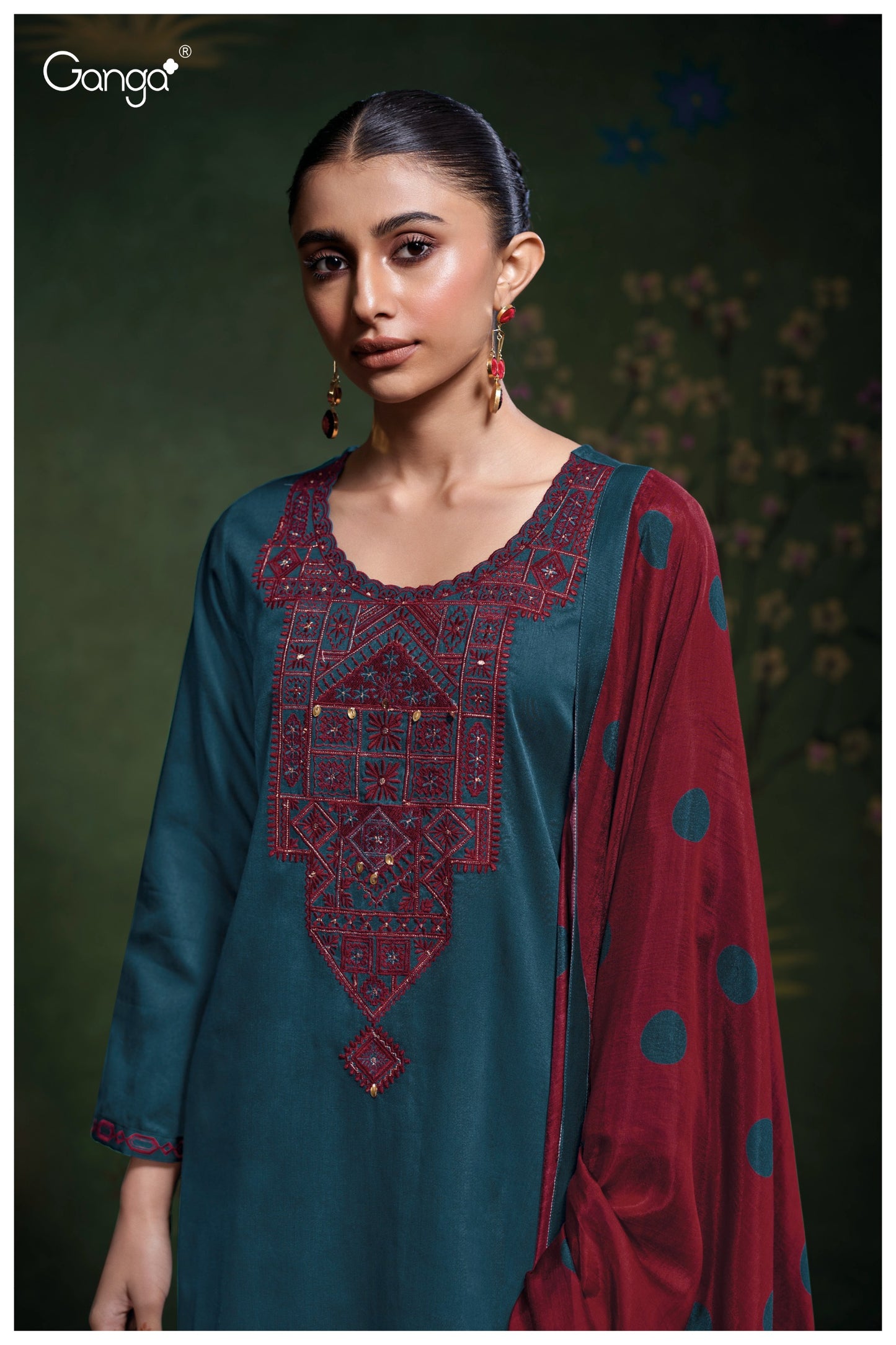 GANGA FASHIONS MEADOW S3764 | PREMIUM COTTON SATIN SOLID COLOR WITH EMBROIDERY