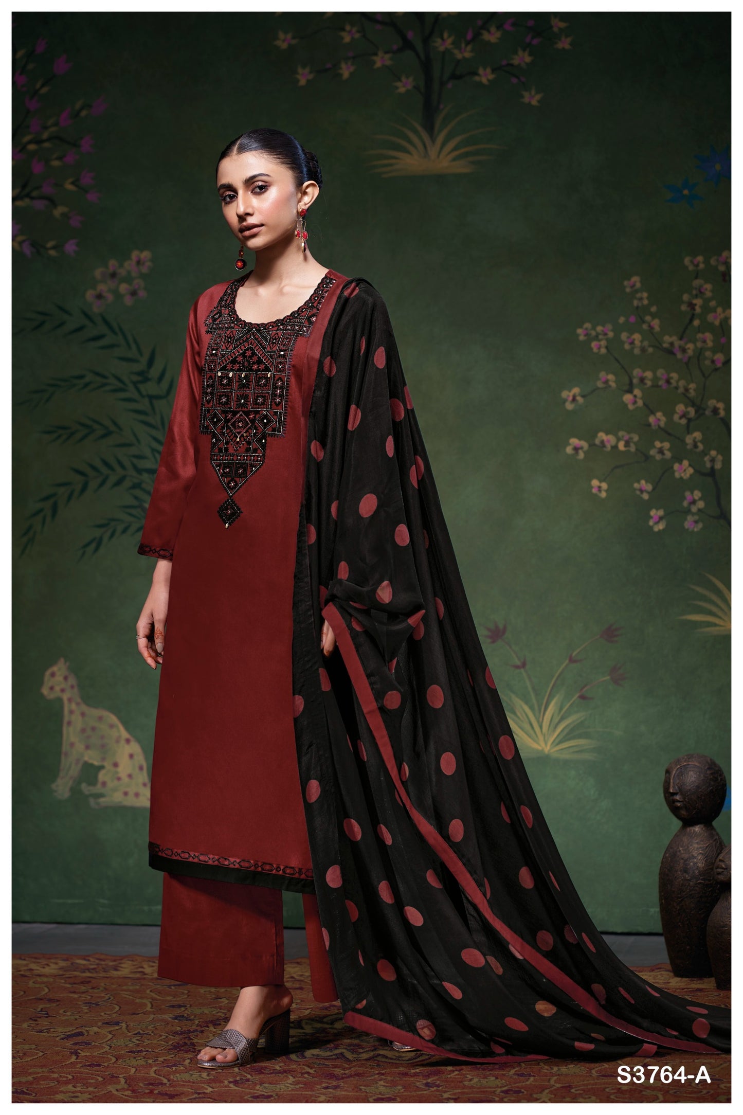 GANGA FASHIONS MEADOW S3764 | PREMIUM COTTON SATIN SOLID COLOR WITH EMBROIDERY