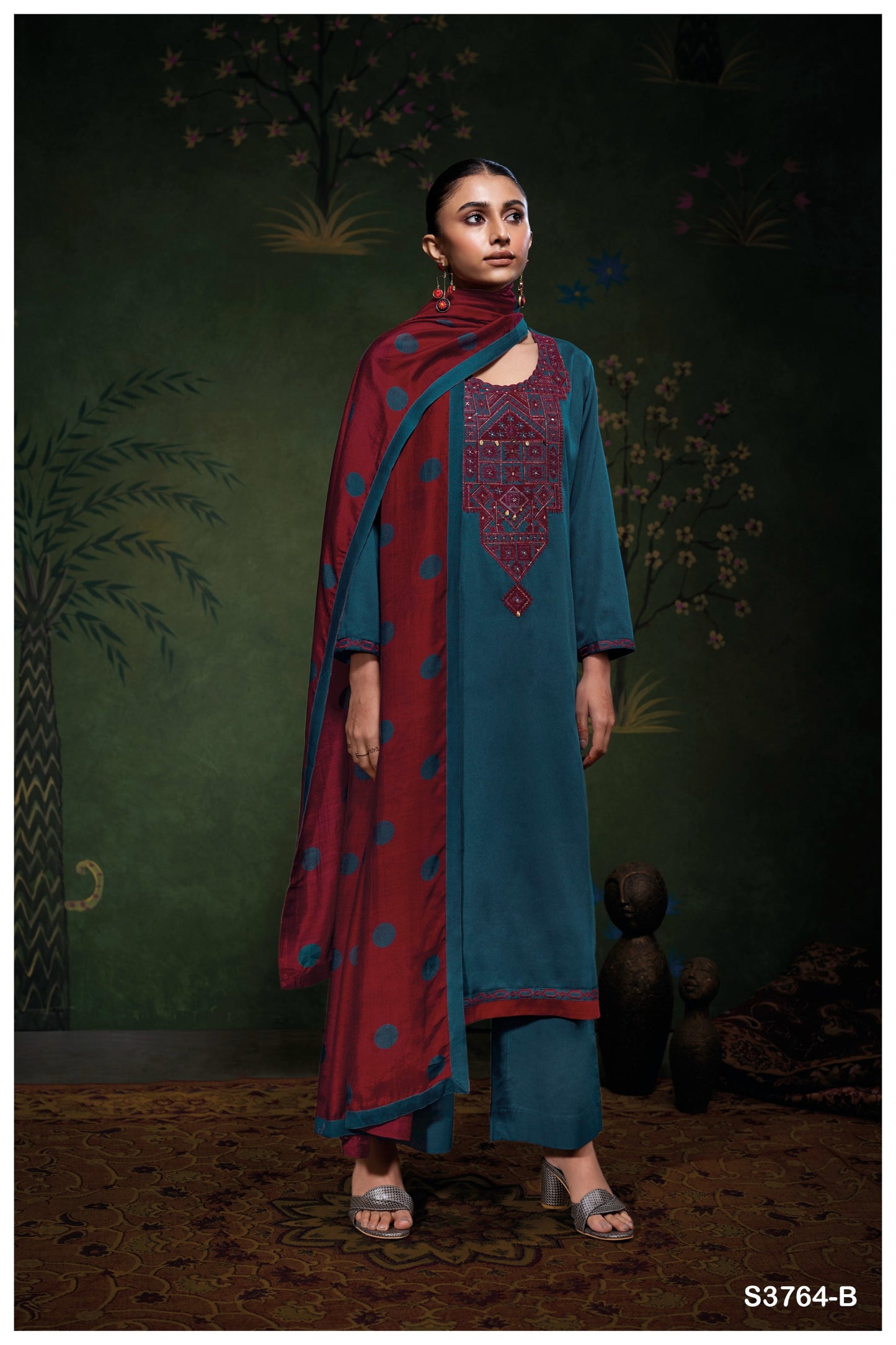 GANGA FASHIONS MEADOW S3764 | PREMIUM COTTON SATIN SOLID COLOR WITH EMBROIDERY