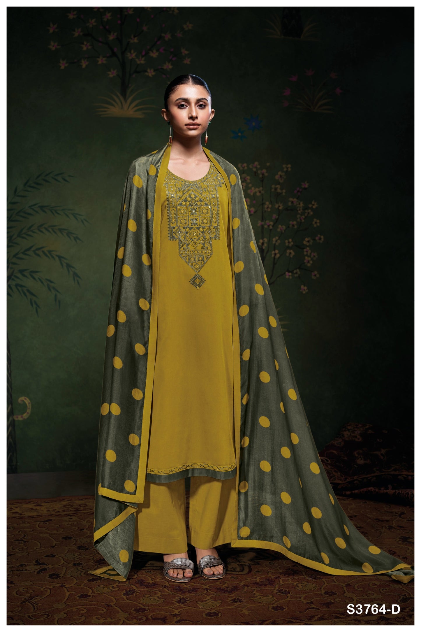 GANGA FASHIONS MEADOW S3764 | PREMIUM COTTON SATIN SOLID COLOR WITH EMBROIDERY