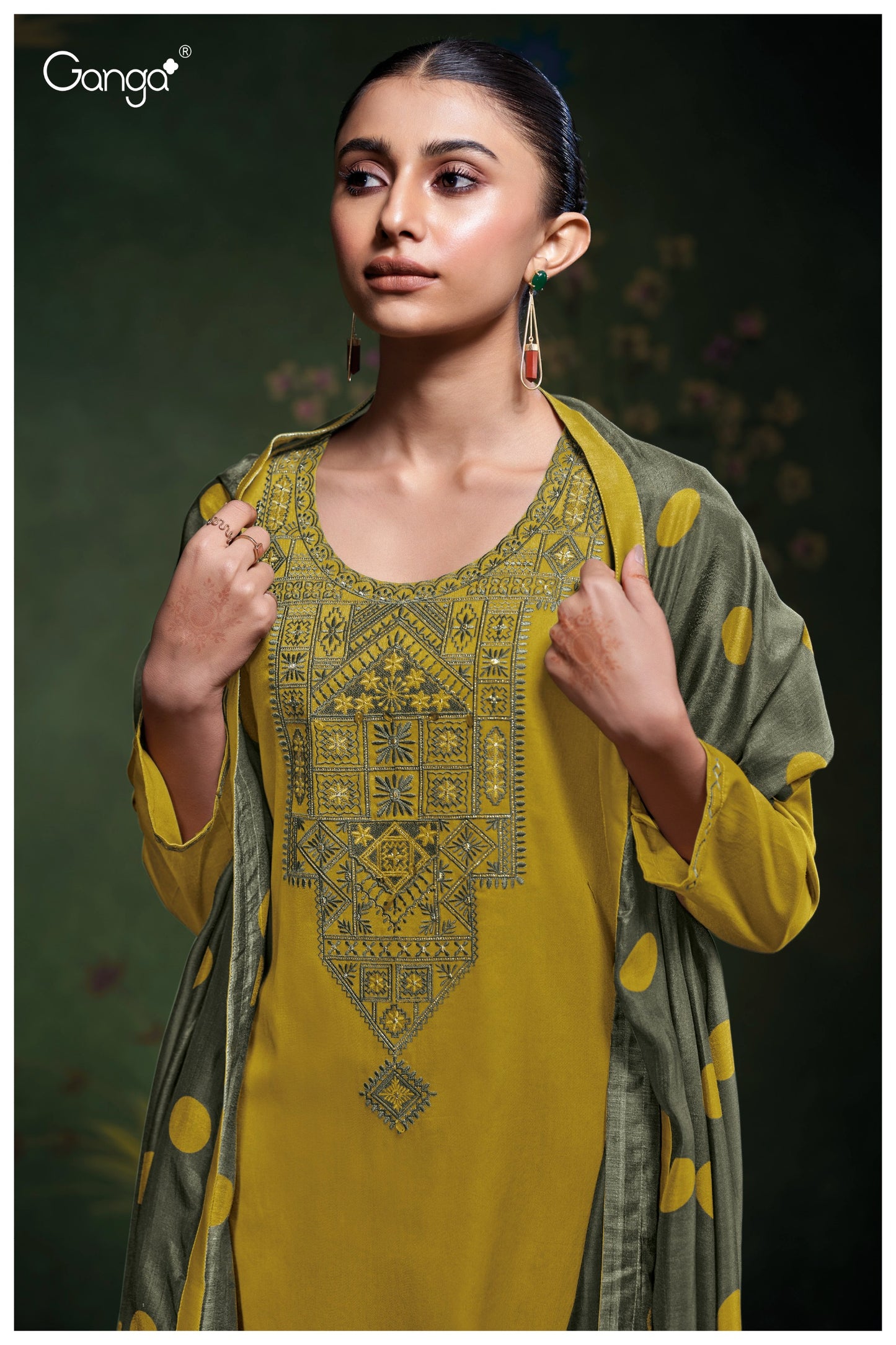 GANGA FASHIONS MEADOW S3764 | PREMIUM COTTON SATIN SOLID COLOR WITH EMBROIDERY
