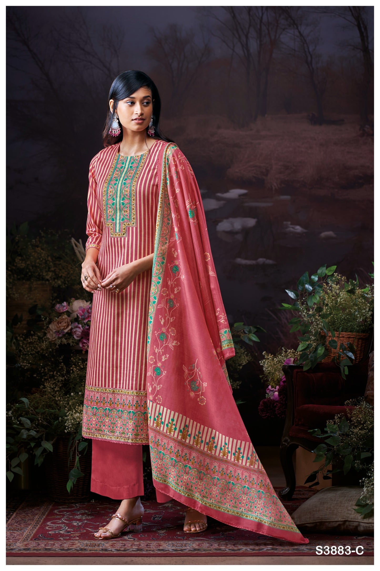 GANGA JOSETTE S3883 | PREMIUM COTTON SATIN BY ASHOK LAL & SONS