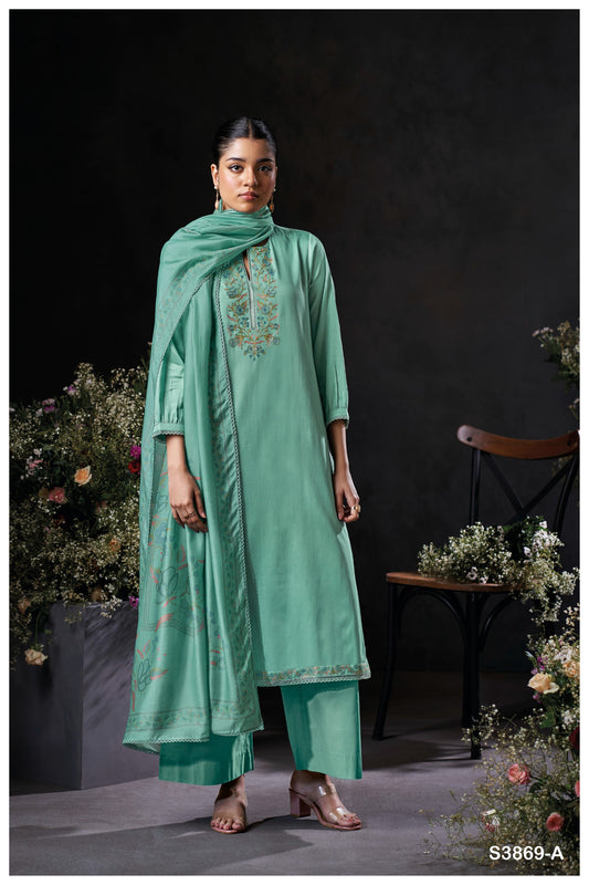 GANGA FASHIONS MILARA S3869 | PREMIUM COTTON SATIN SOLID COLOR WITH EMBROIDERY