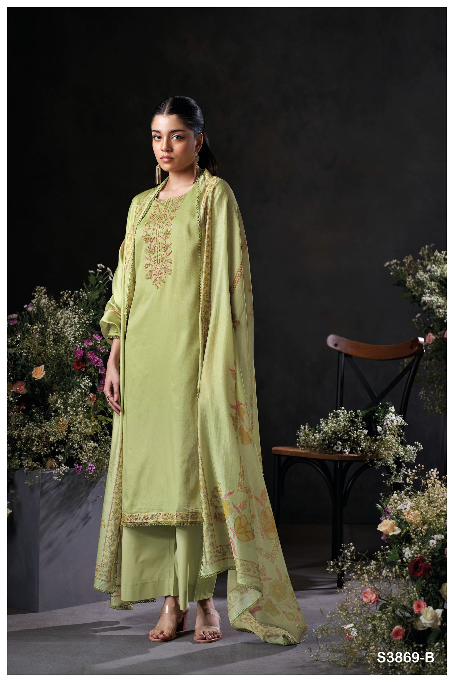GANGA FASHIONS MILARA S3869 | PREMIUM COTTON SATIN SOLID COLOR WITH EMBROIDERY