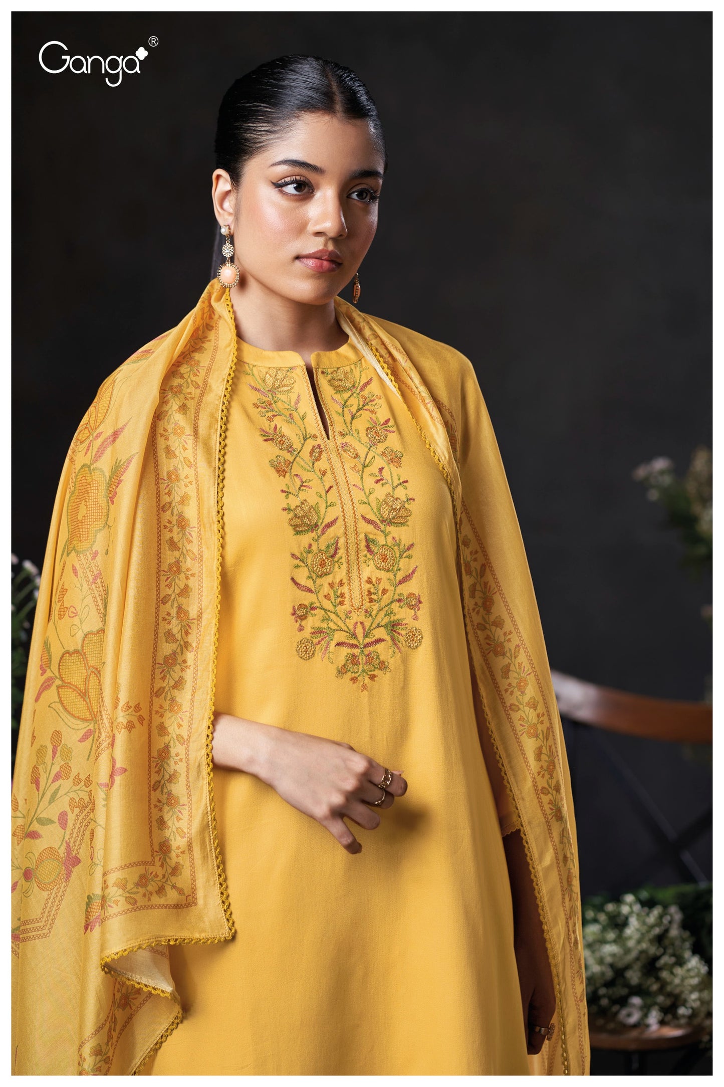 GANGA FASHIONS MILARA S3869 | PREMIUM COTTON SATIN SOLID COLOR WITH EMBROIDERY