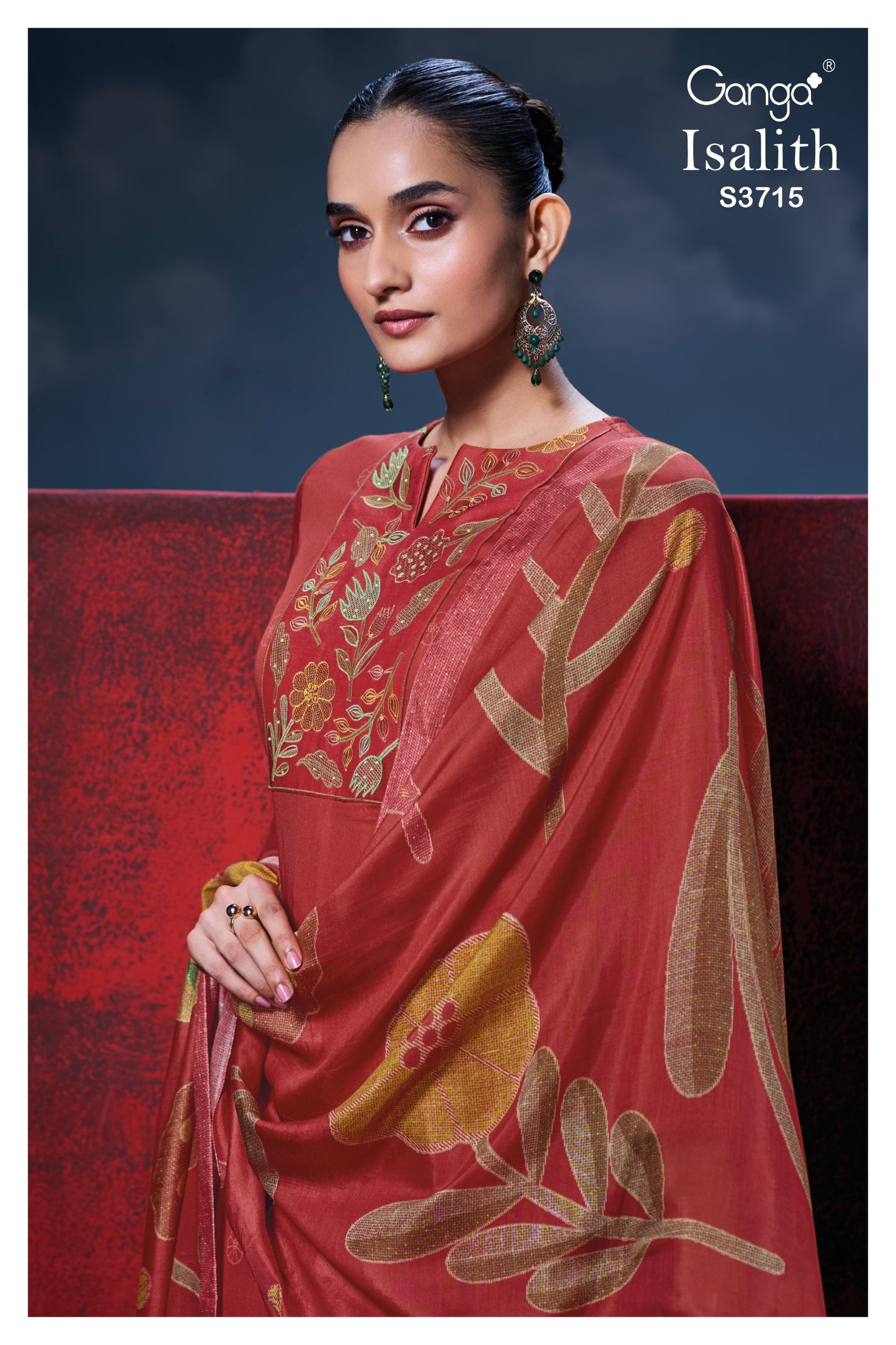 Ganga ISALITH S3715| Ganga Suits Wholesaler in Rohtak – Ashok Lal & Sons