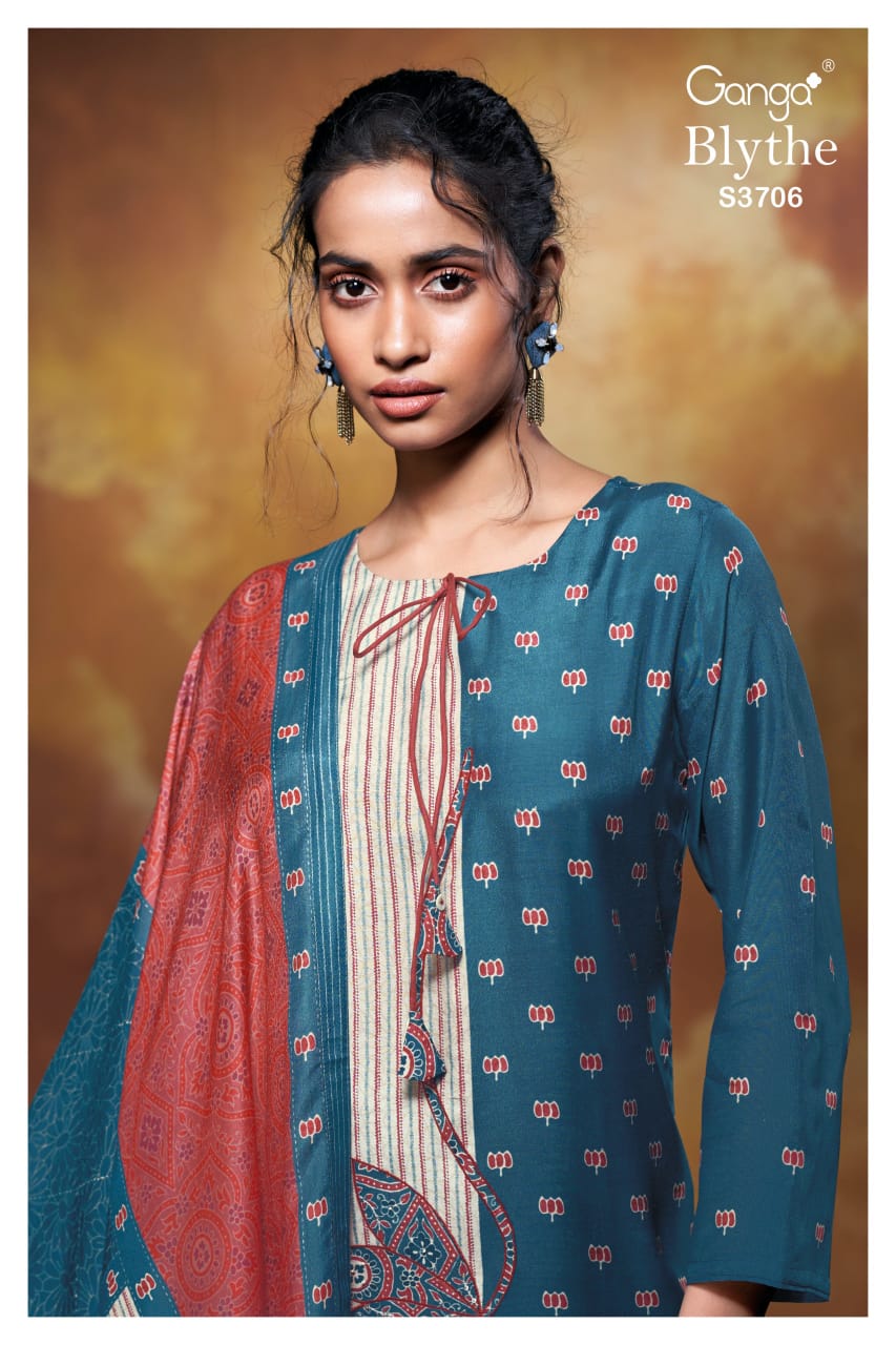 Ganga BLYTHE S3706| Ganga Suits Wholesaler in Rohtak – Ashok Lal & Sons