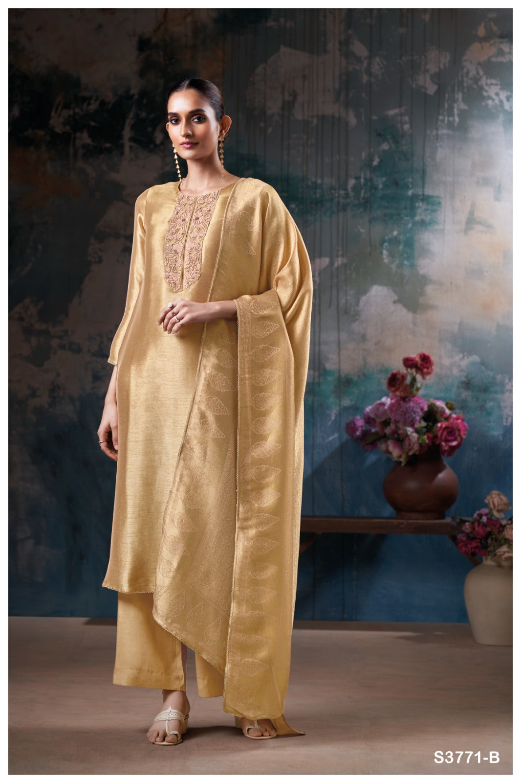 Ganga PRAKRITI S3771 |Premium Pure Bemberg Silk Suit - Ashok Lal & Sons Wholesaler