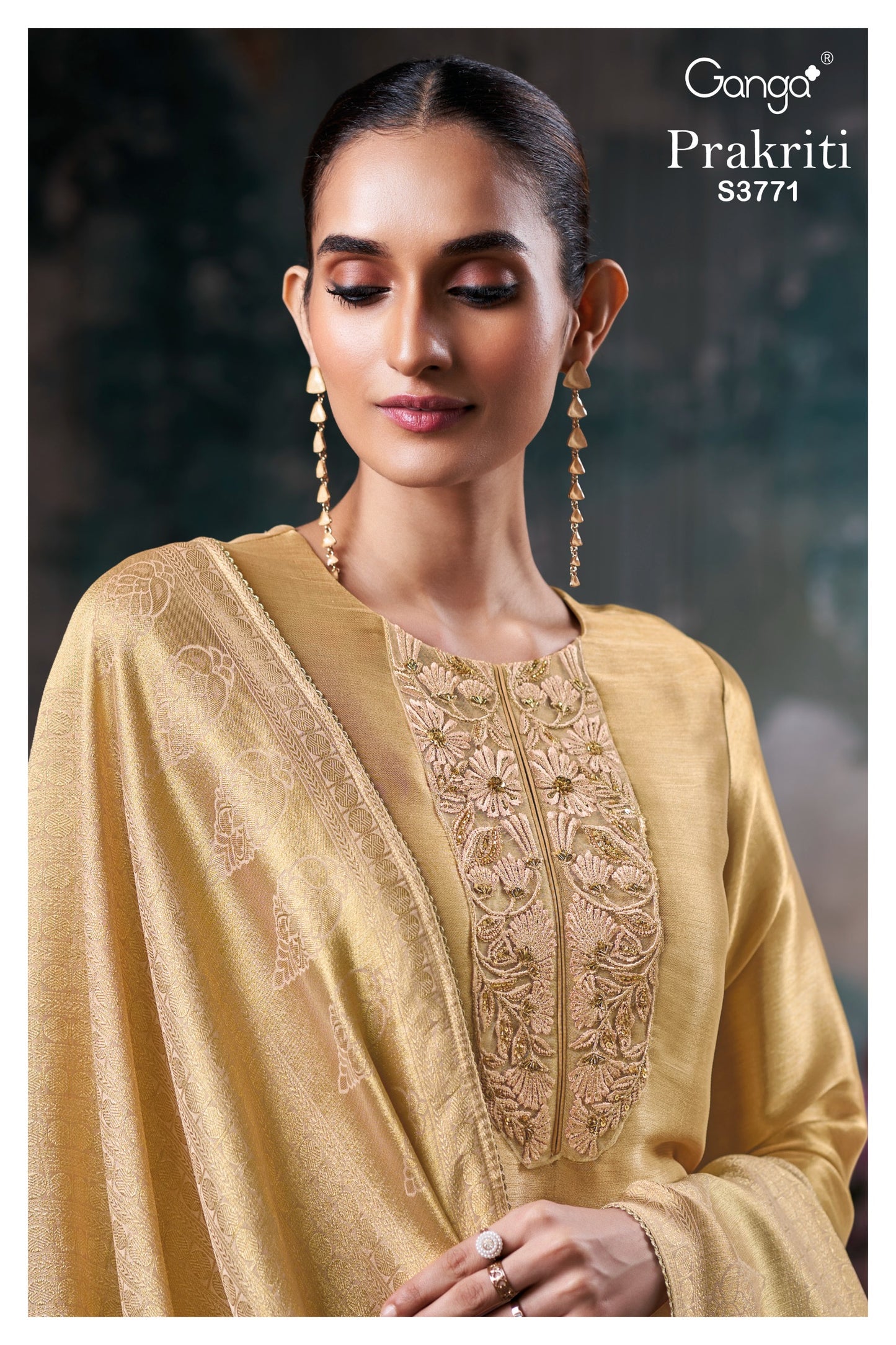 Ganga PRAKRITI S3771 |Premium Pure Bemberg Silk Suit - Ashok Lal & Sons Wholesaler