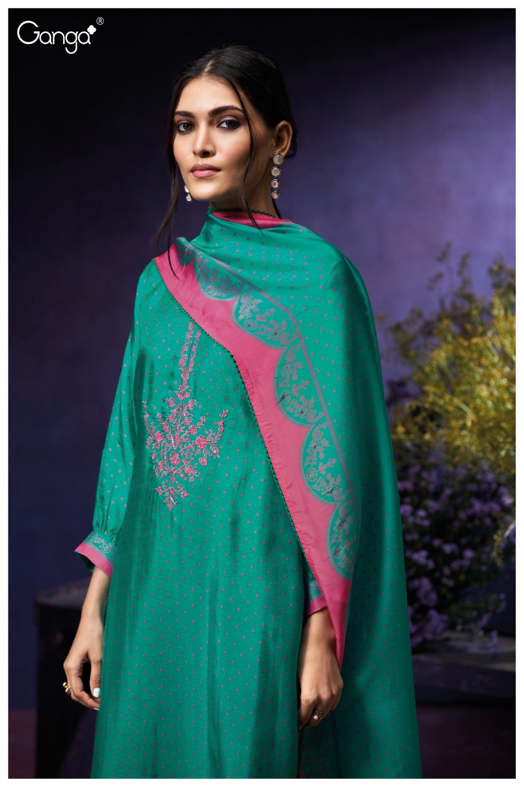 Ganga JADE S3890|Premium Pure Bemberg Habutai Suit - Ashok Lal & Sons Rohtak