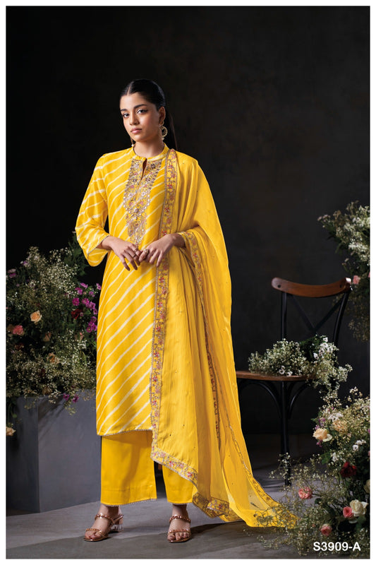 Ganga PERLINA S3909 |Premium Pure Bemberg Silk Suit – Ganga Suits Wholesaler Ashok Lal & Sons