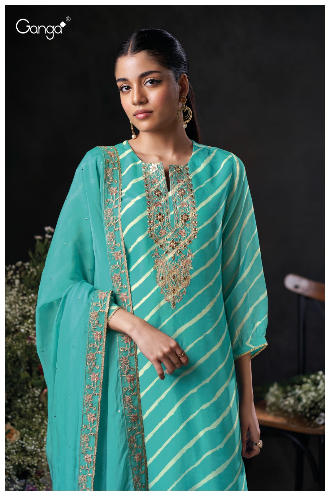 Ganga PERLINA S3909 |Premium Pure Bemberg Silk Suit – Ganga Suits Wholesaler Ashok Lal & Sons