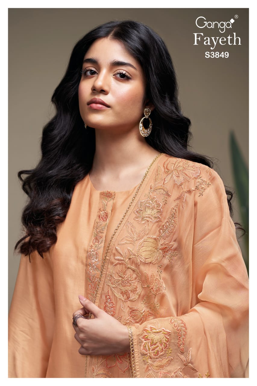 Ganga FAYETH S3849 |Premium Pure Bemberg Silk Suit – Ganga Suits Wholesaler Ashok Lal & Sons