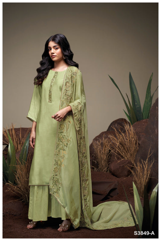 Ganga FAYETH S3849 |Premium Pure Bemberg Silk Suit – Ganga Suits Wholesaler Ashok Lal & Sons