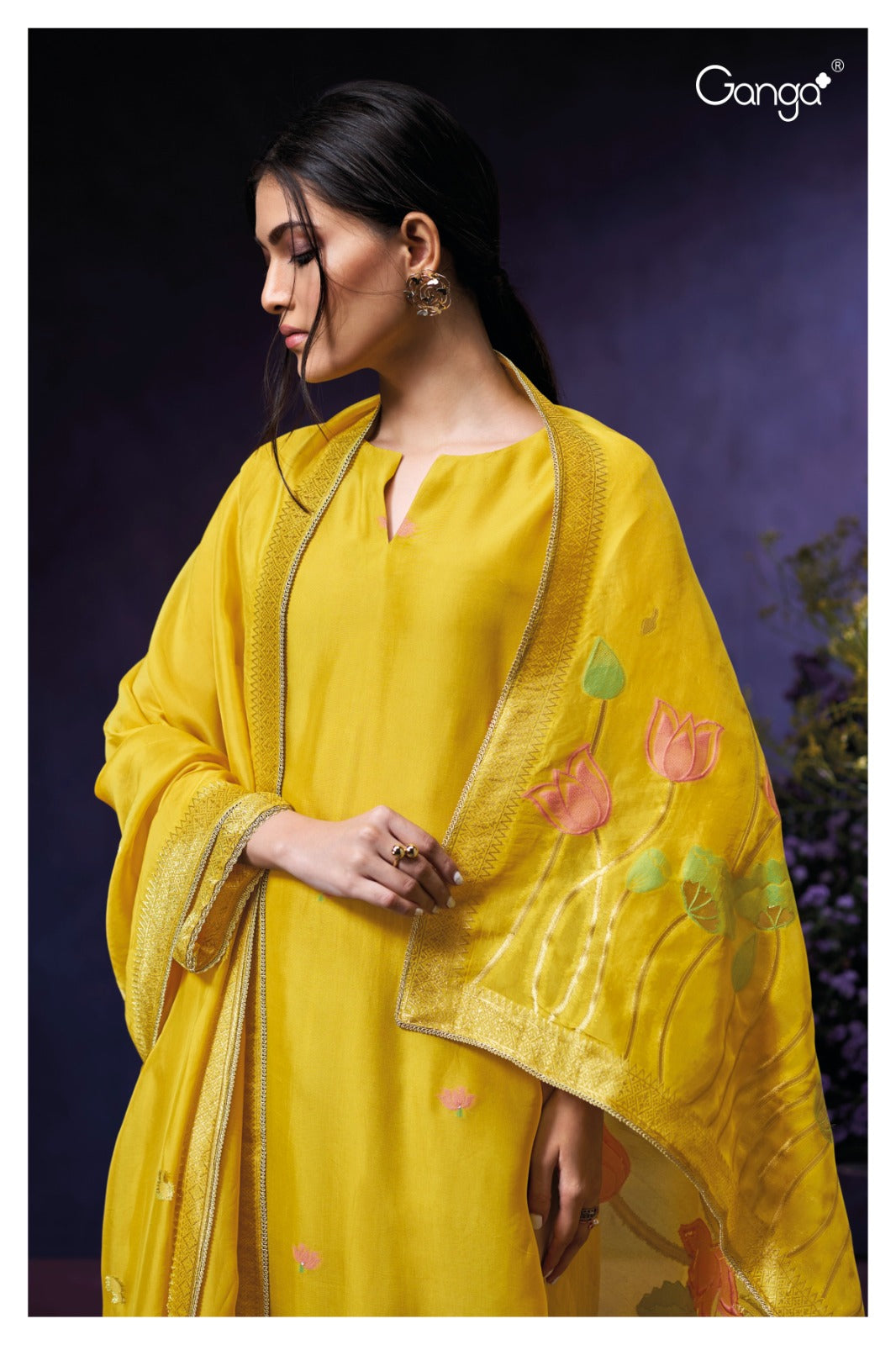 Ganga LISHA S3902 |Premium Pure Viscose Woven Silk Suit – Ganga Suits Wholesaler Ashok Lal & Sons