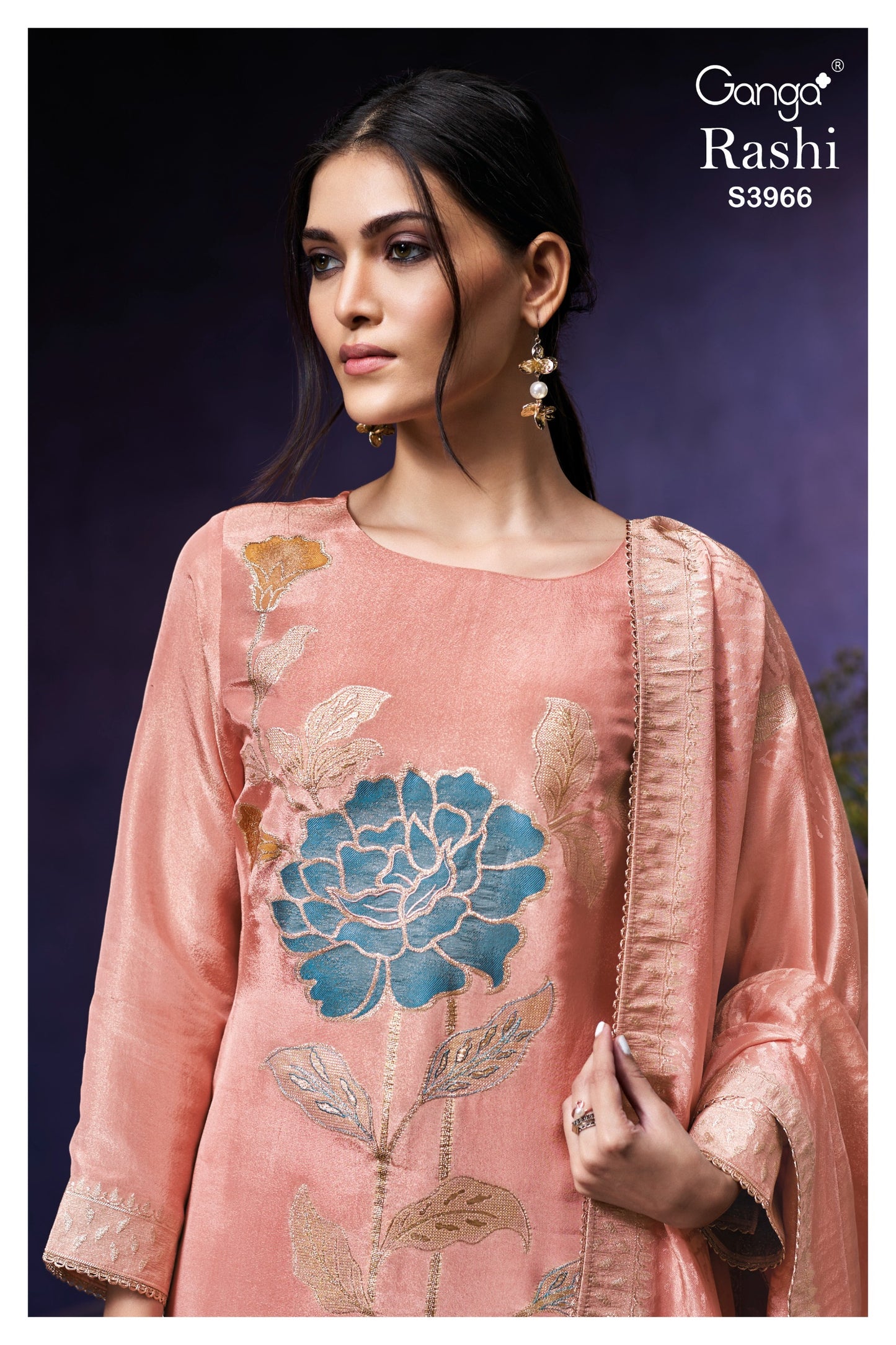 Ganga RASHI S3966 |Premium Pure Viscose Jacquard Suit – Ganga Suits Wholesaler Ashok Lal & Sons