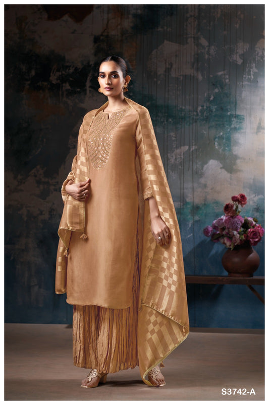 Ganga JOVINA S3742 |Premium Pure Bemberg Silk Jacquard Suit – Ganga Suits Ashok Lal & Sons
