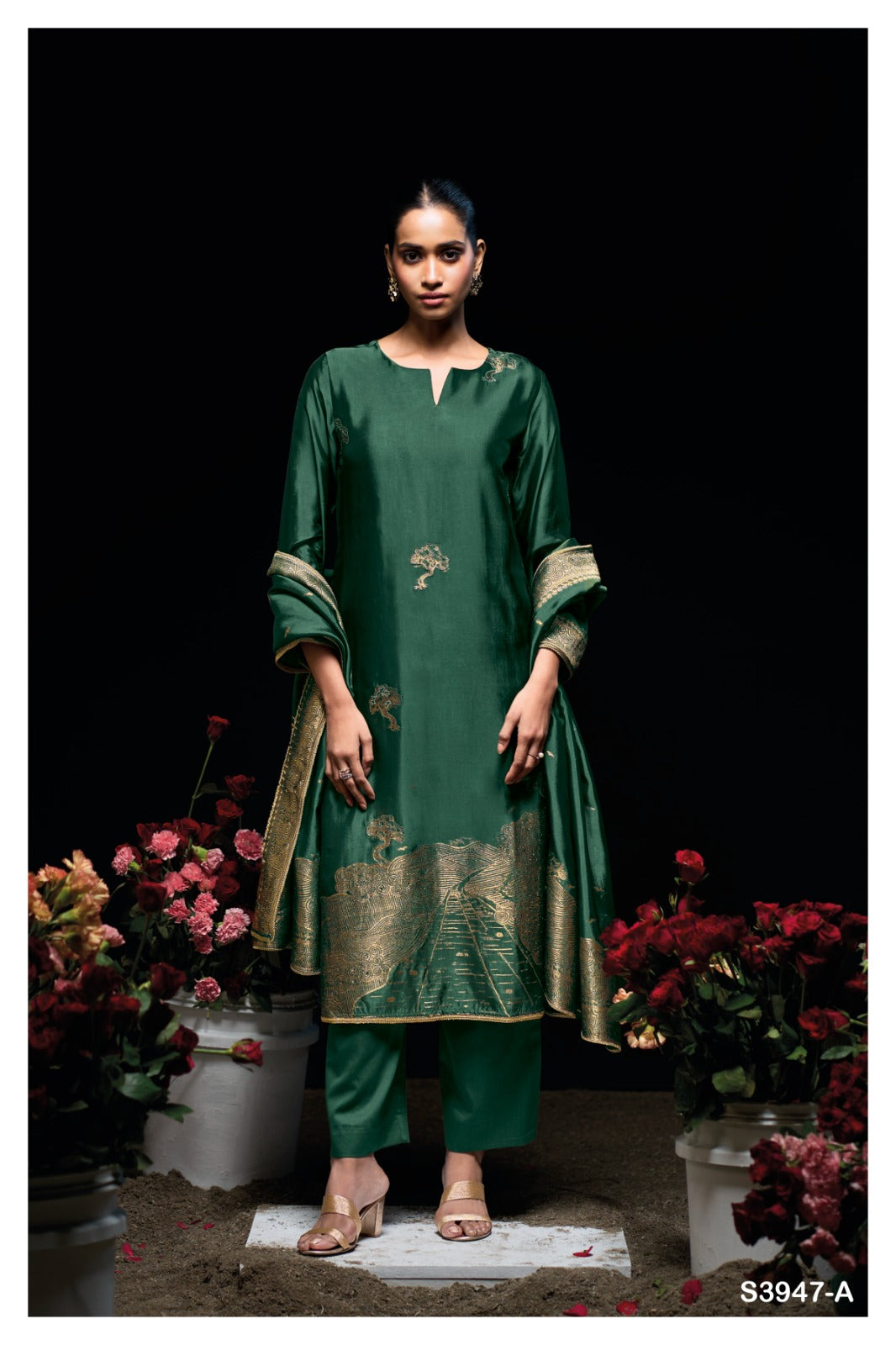 Ganga SIDRA S3947 |Premium Pure Viscose Woven Silk Suit – Ganga Suits Ashok Lal & Sons