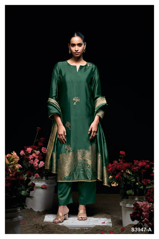 Ganga SIDRA S3947 |Premium Pure Viscose Woven Silk Suit – Ganga Suits Ashok Lal & Sons
