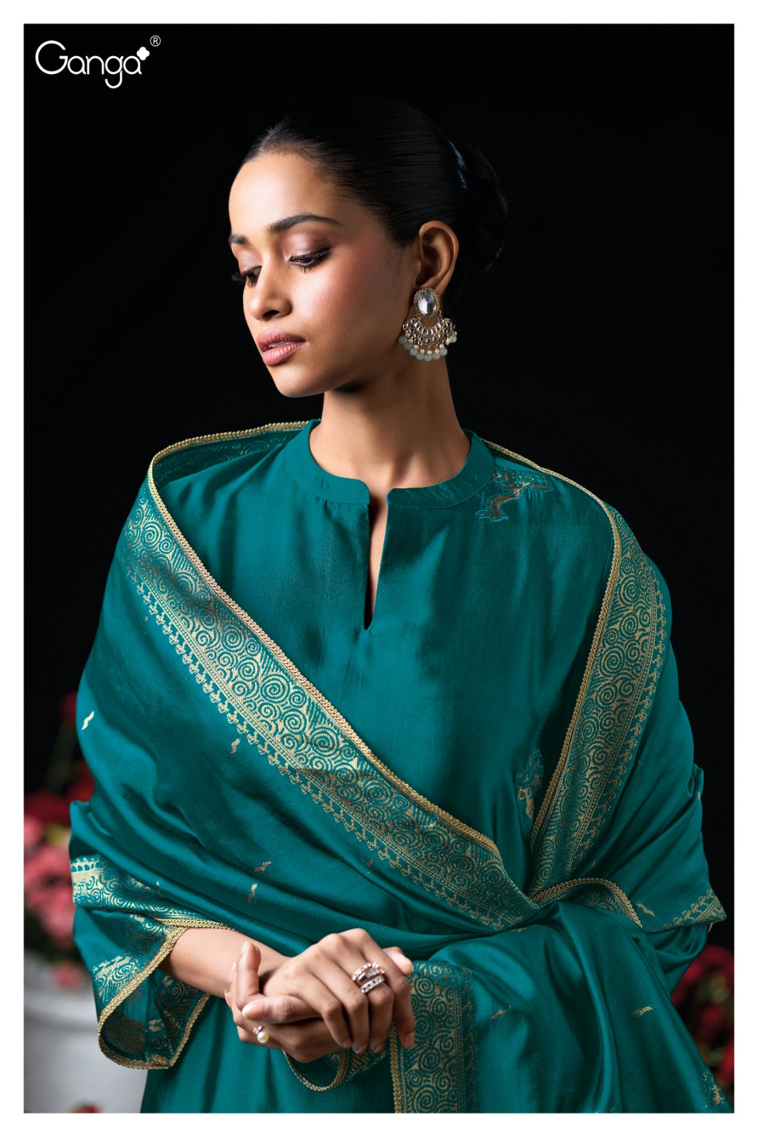 Ganga SIDRA S3947 |Premium Pure Viscose Woven Silk Suit – Ganga Suits Ashok Lal & Sons