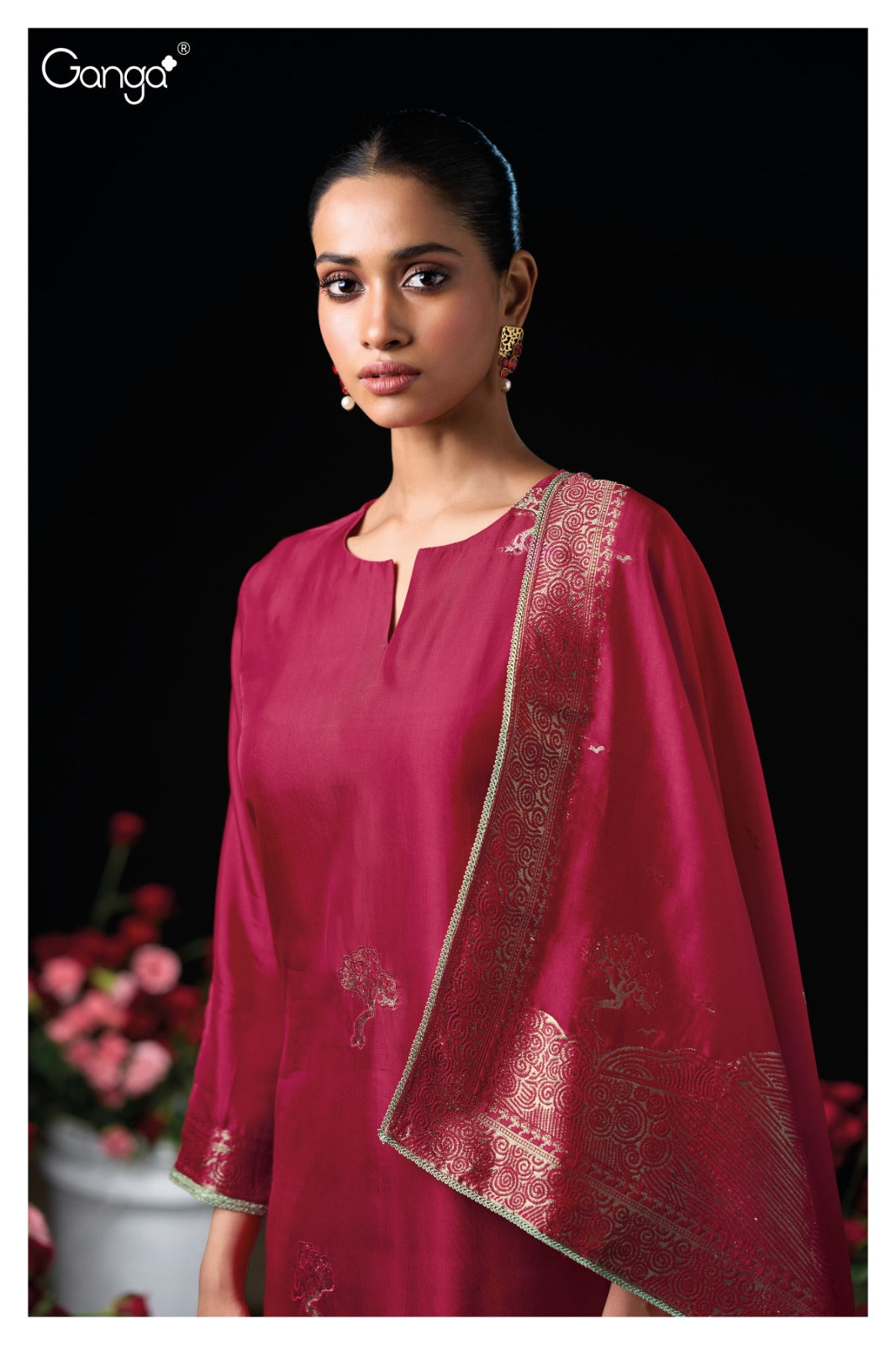 Ganga SIDRA S3947 |Premium Pure Viscose Woven Silk Suit – Ganga Suits Ashok Lal & Sons