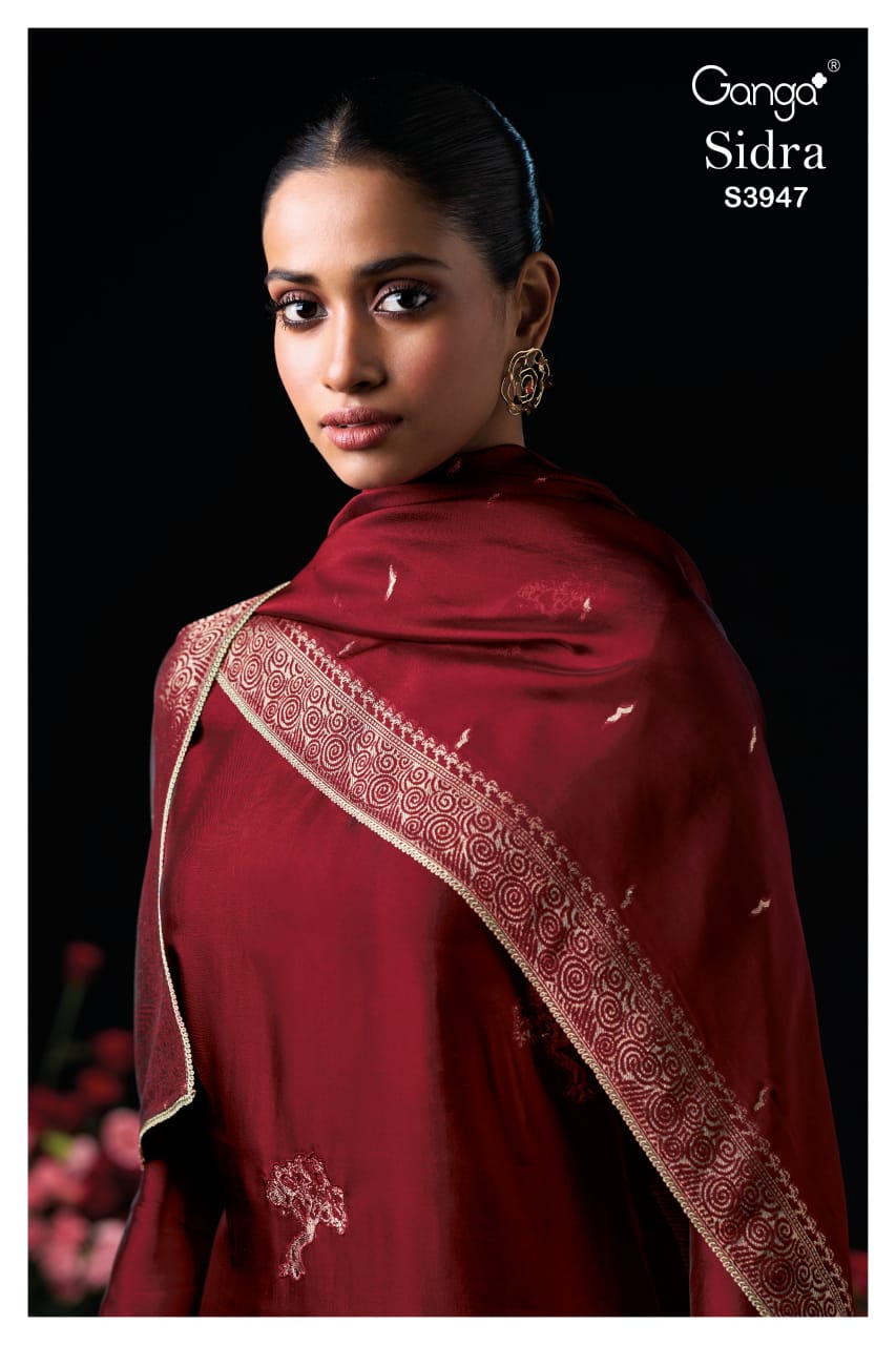 Ganga SIDRA S3947 |Premium Pure Viscose Woven Silk Suit – Ganga Suits Ashok Lal & Sons