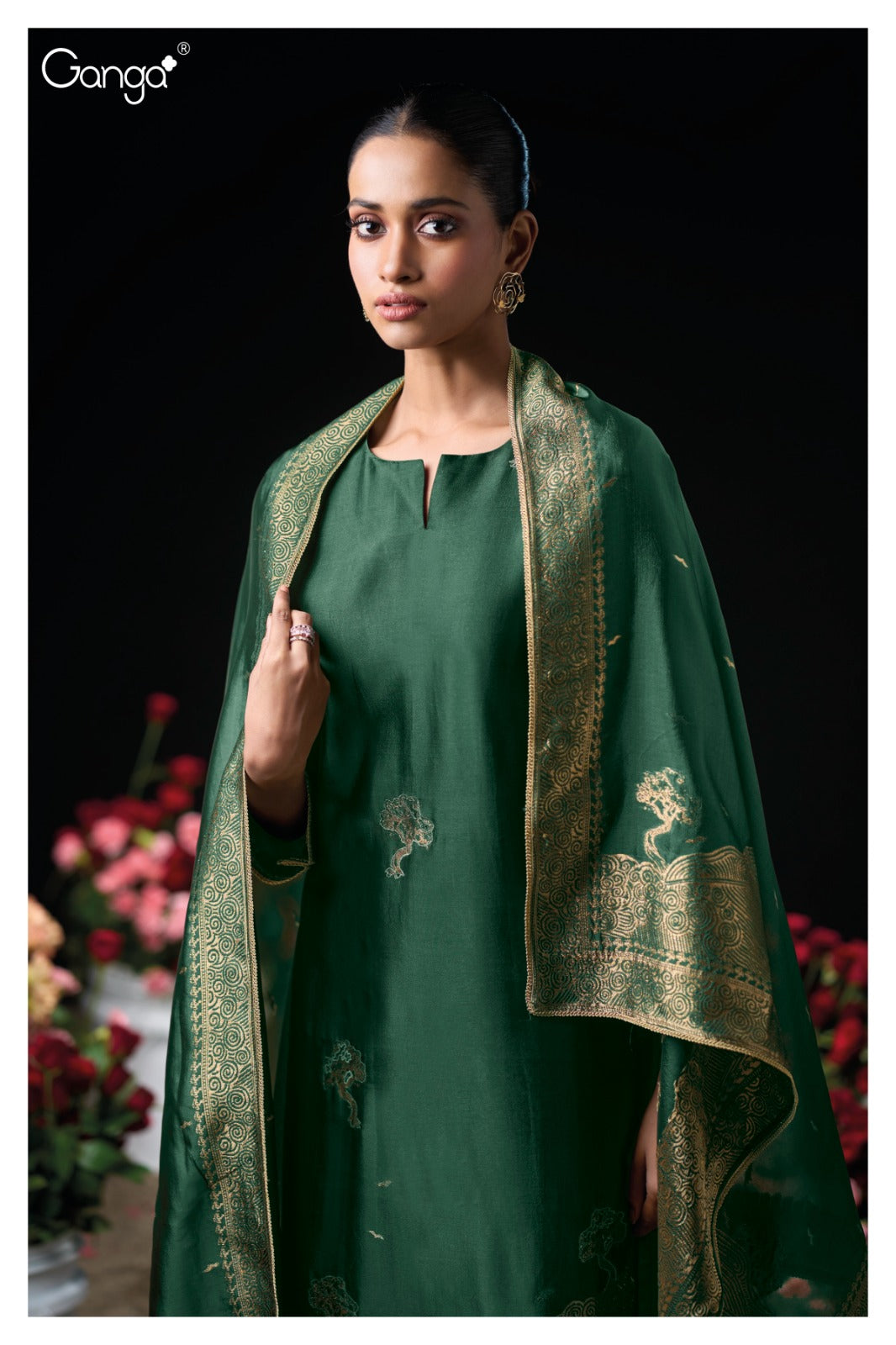 Ganga SIDRA S3947 |Premium Pure Viscose Woven Silk Suit – Ganga Suits Ashok Lal & Sons