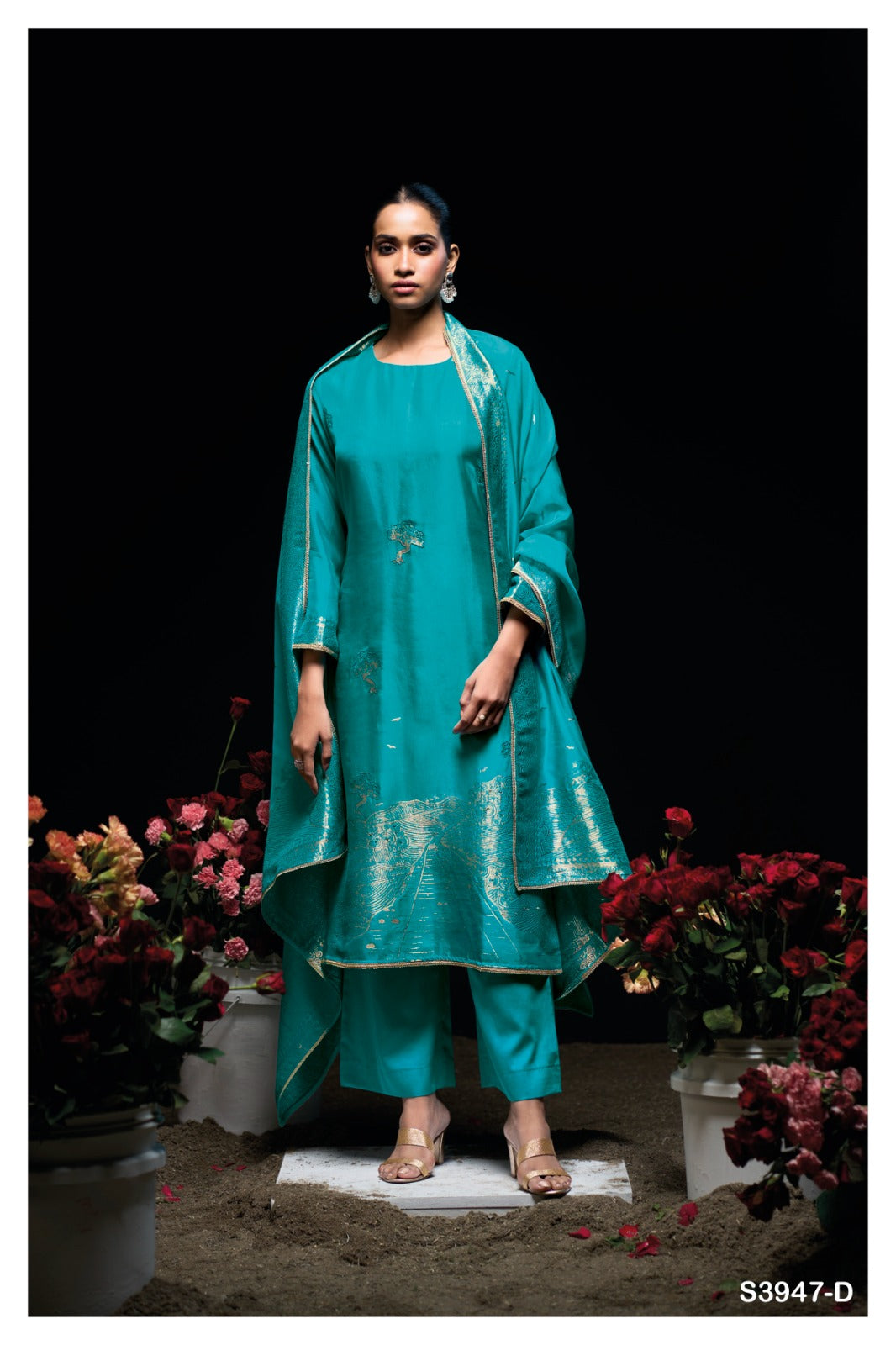 Ganga SIDRA S3947 |Premium Pure Viscose Woven Silk Suit – Ganga Suits Ashok Lal & Sons