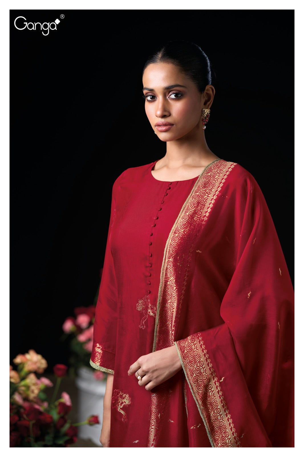 Ganga SIDRA S3947 |Premium Pure Viscose Woven Silk Suit – Ganga Suits Ashok Lal & Sons