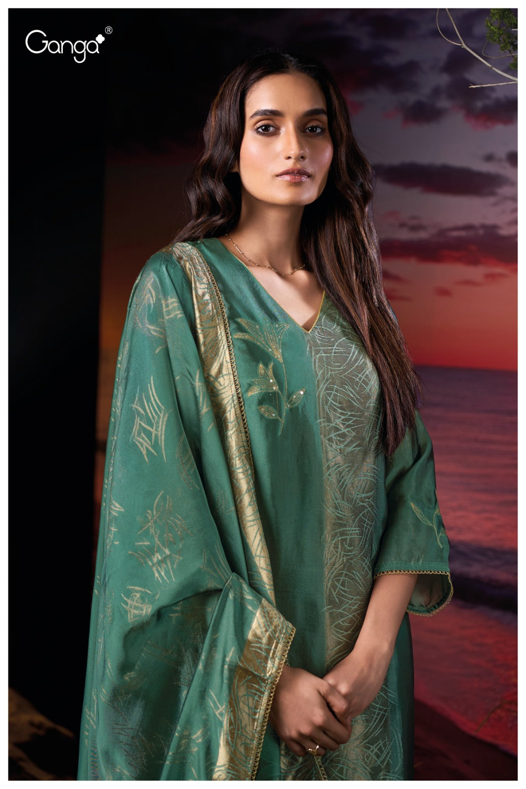 Ganga PRAXIS S3816 |Premium Pure Viscose Woven Silk Suit – Ganga Suits Ashok Lal & Sons